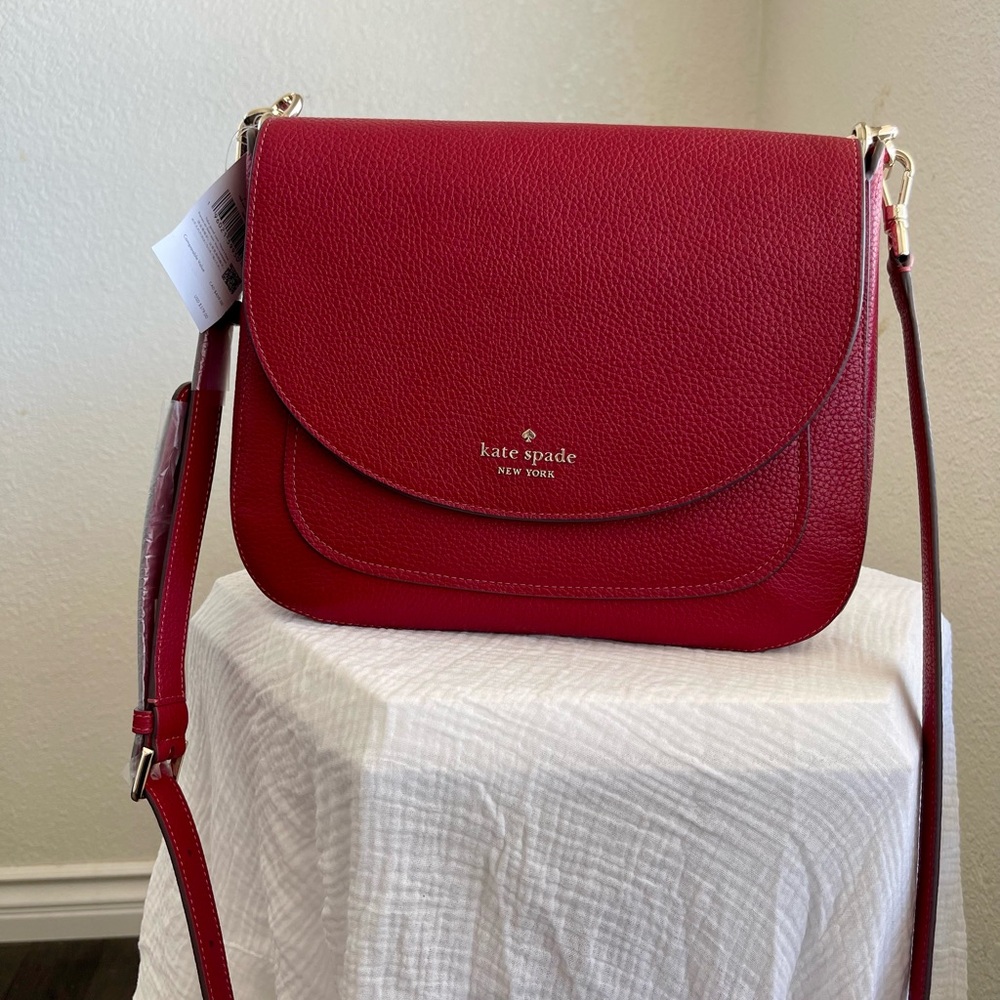 Kate Spade Kailee medium pebbled leather red curron shoulder bag